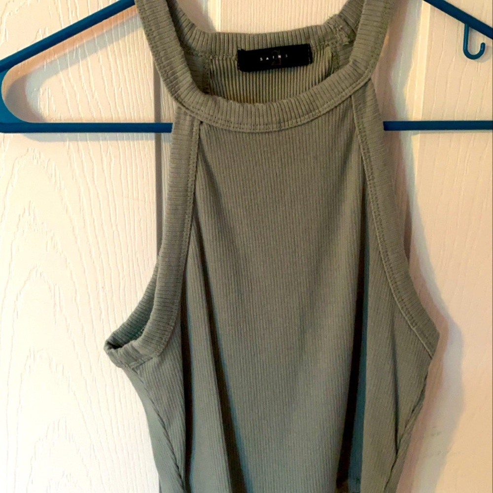 Sage green crop top. Size large.